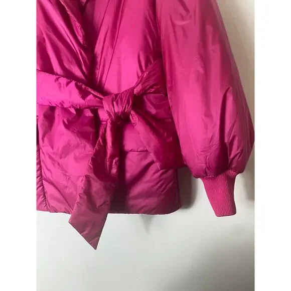 KATE SPADE COAT PINK PUFFER WINTER PREPPY FEMININE COQUETTE WINTER BELTED TIE - Picture 6 of 13
